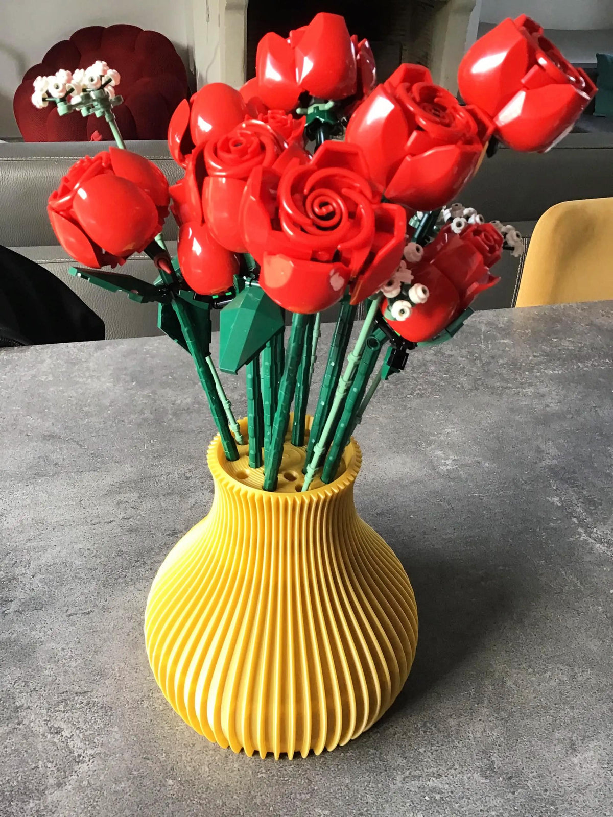3D Printed Vase for LEGO® Flowers: Ribbed Modern Display