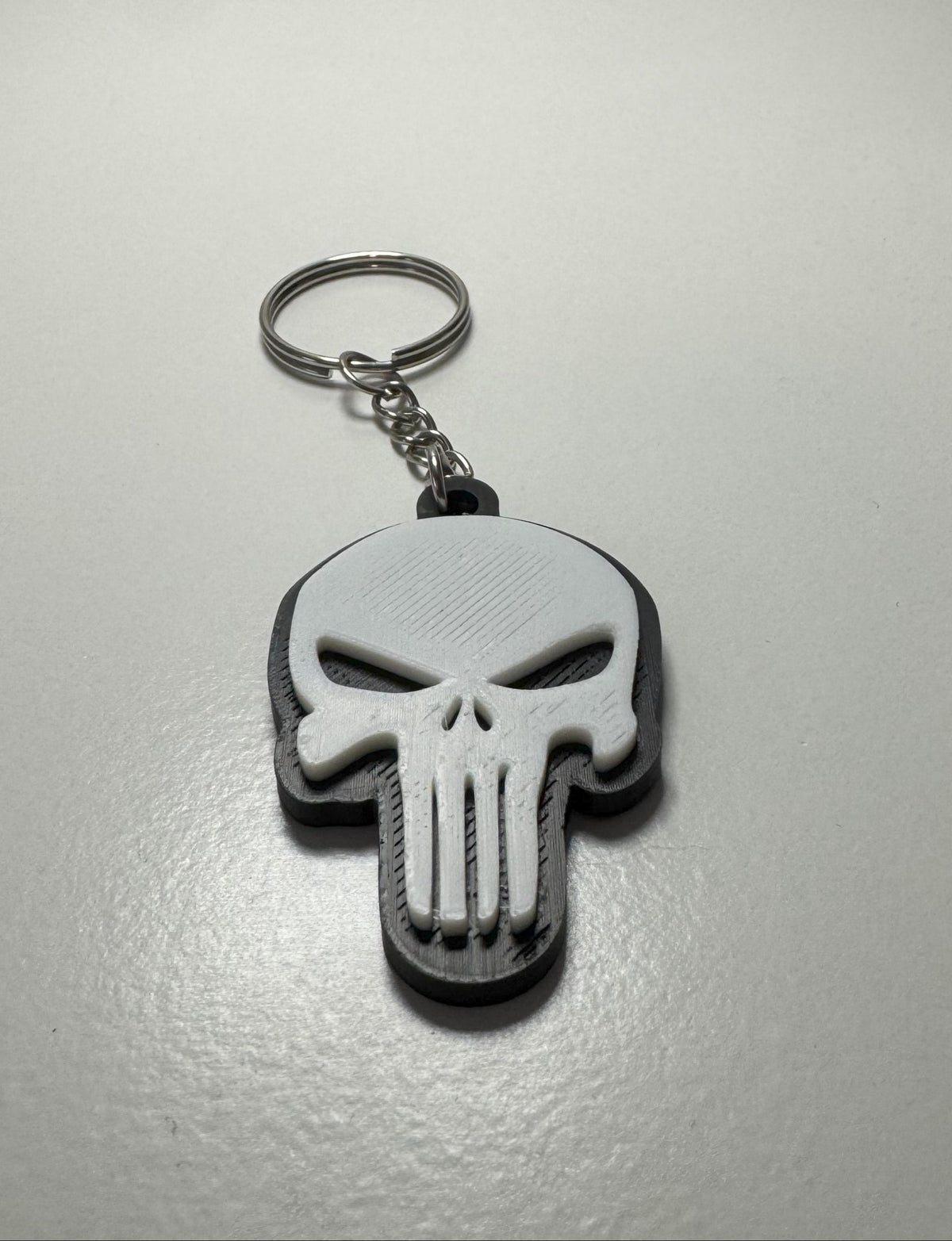 Punisher Inspired Skull Keychain – 3D Printed Fan-Made Design