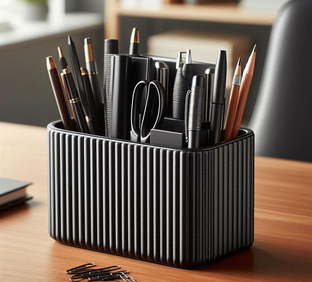Ribbed Desk Organizer | Minimalist 3D Printed Pen Holder, Office Storage