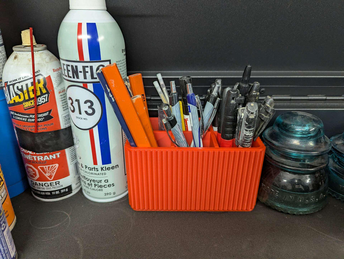 Ribbed Desk Organizer | Minimalist 3D Printed Pen Holder, Office Storage