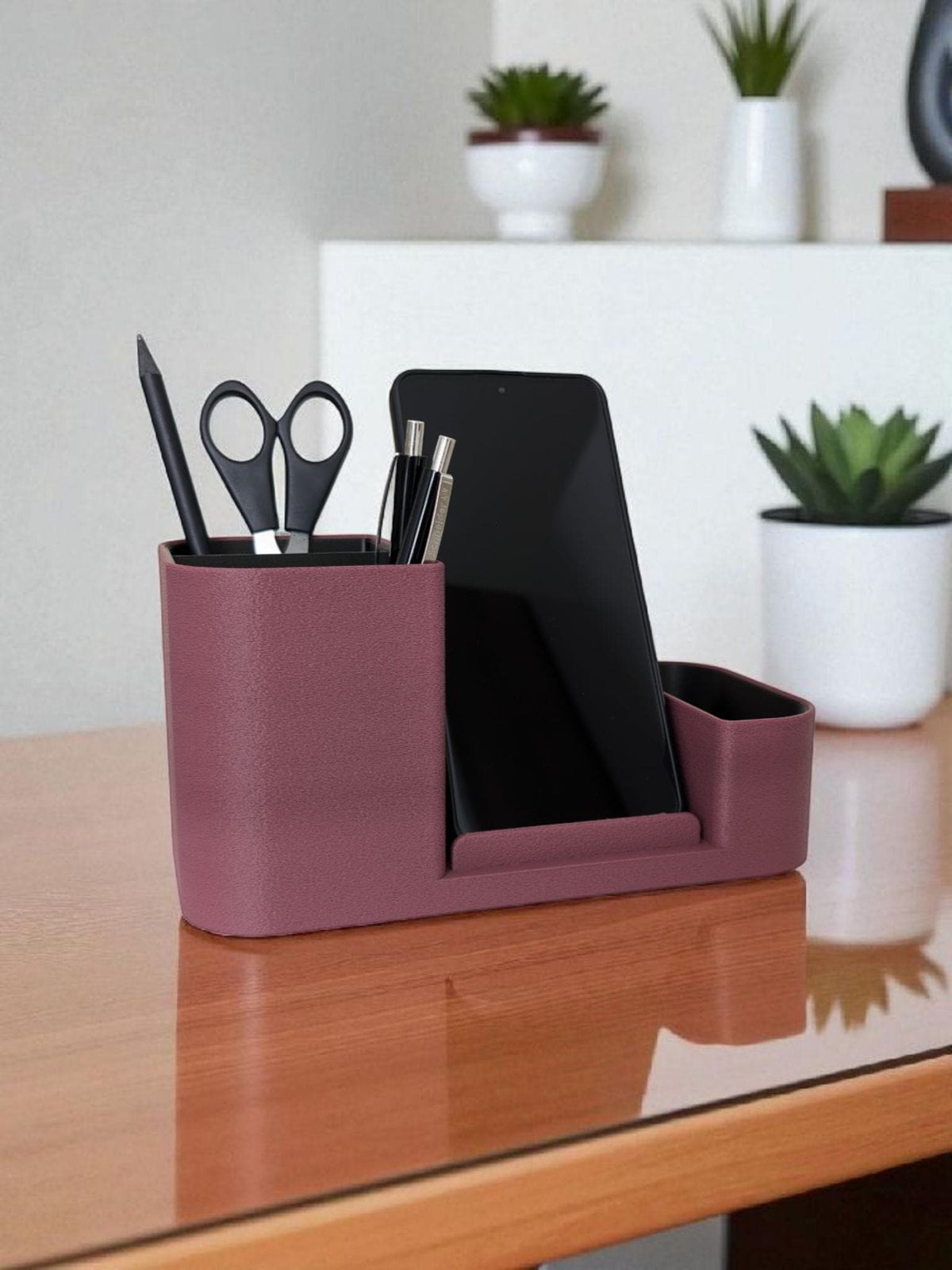3D Printed Desk Organizer with Phone Holder | Minimalist Office Storage Hub