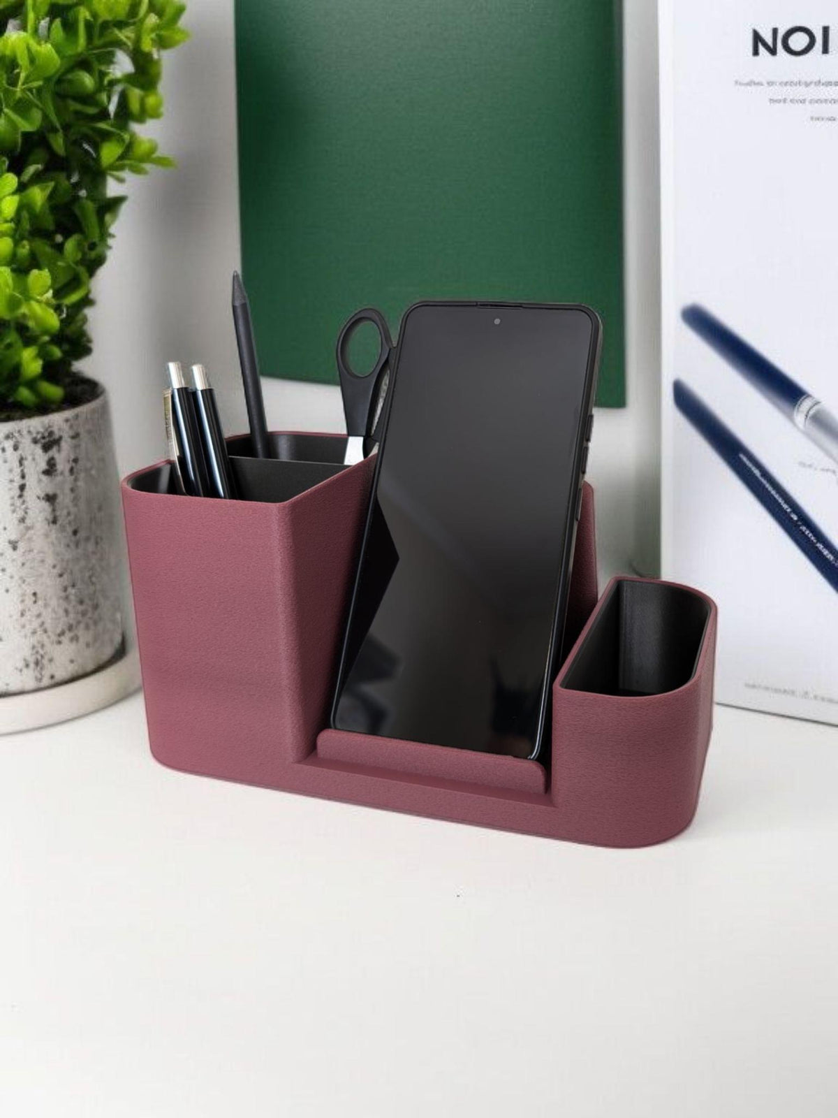 3D Printed Desk Organizer with Phone Holder | Minimalist Office Storage Hub