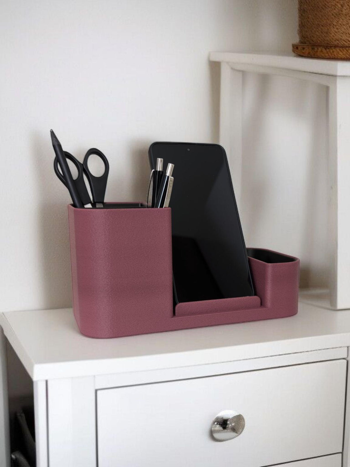 3D Printed Desk Organizer with Phone Holder | Minimalist Office Storage Hub