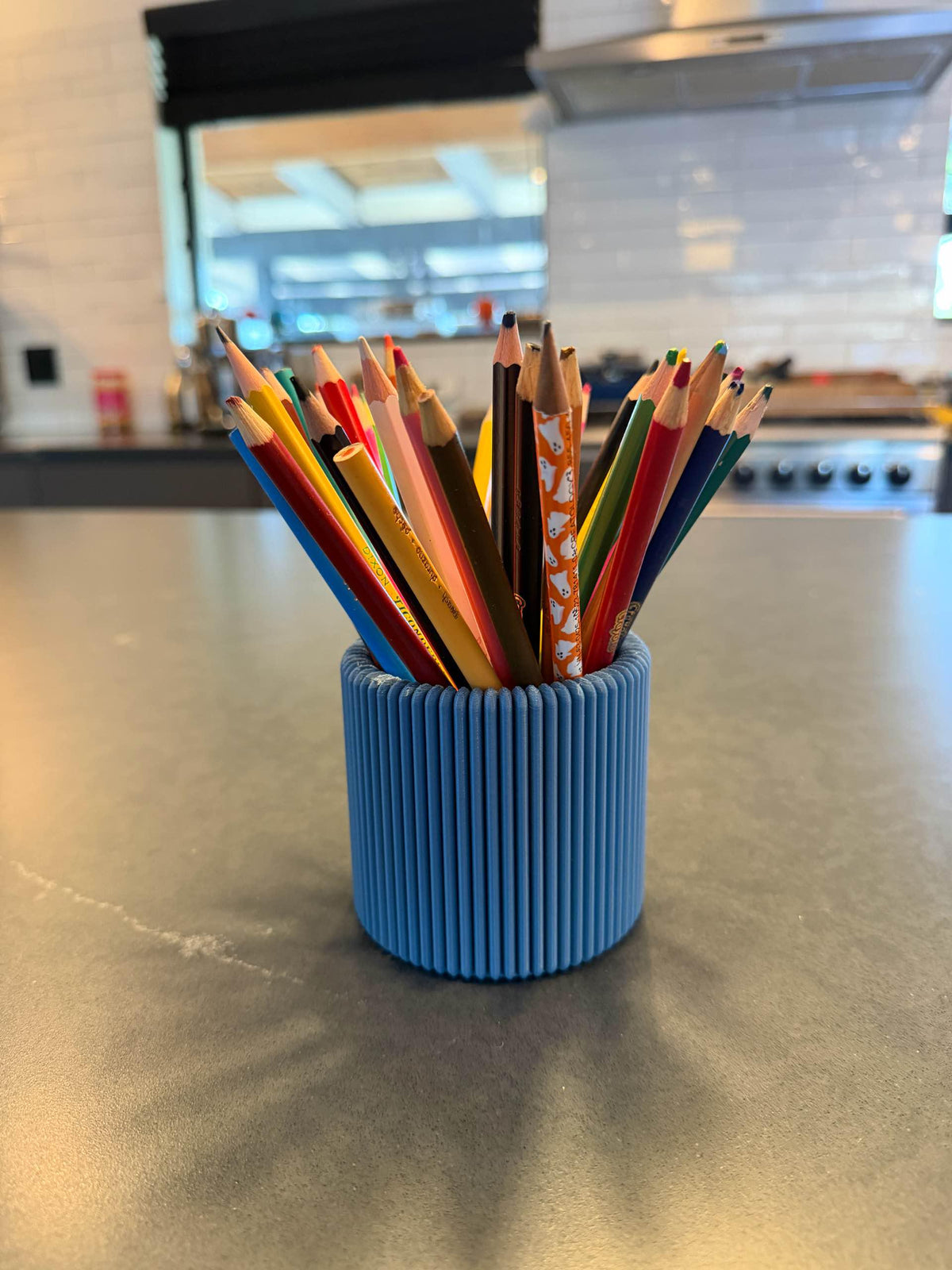 Ribbed Pencil Holder | Modern Desk Organizer Cup, 3D Printed Office Accessory