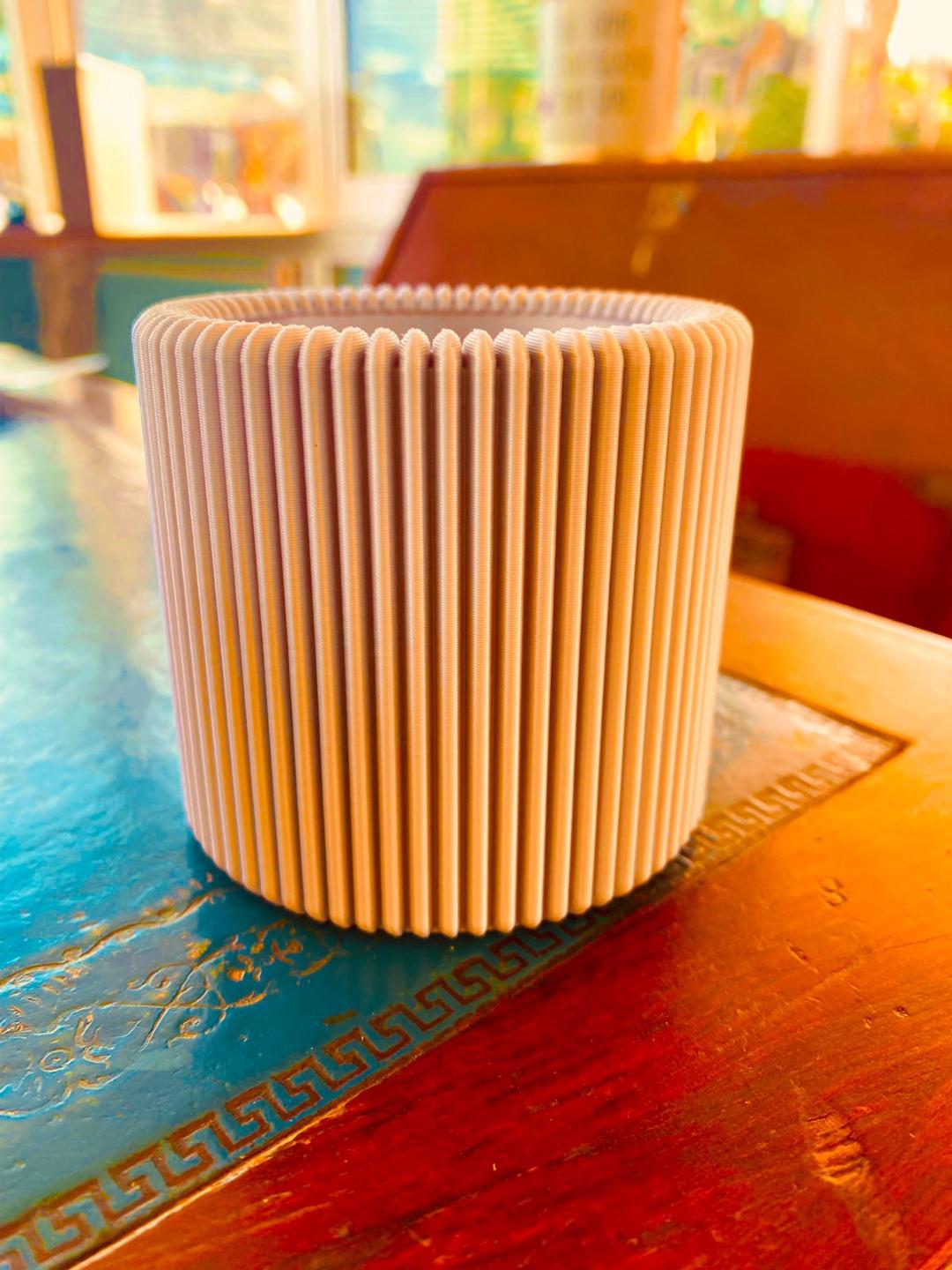 Ribbed Pencil Holder | Modern Desk Organizer Cup, 3D Printed Office Accessory