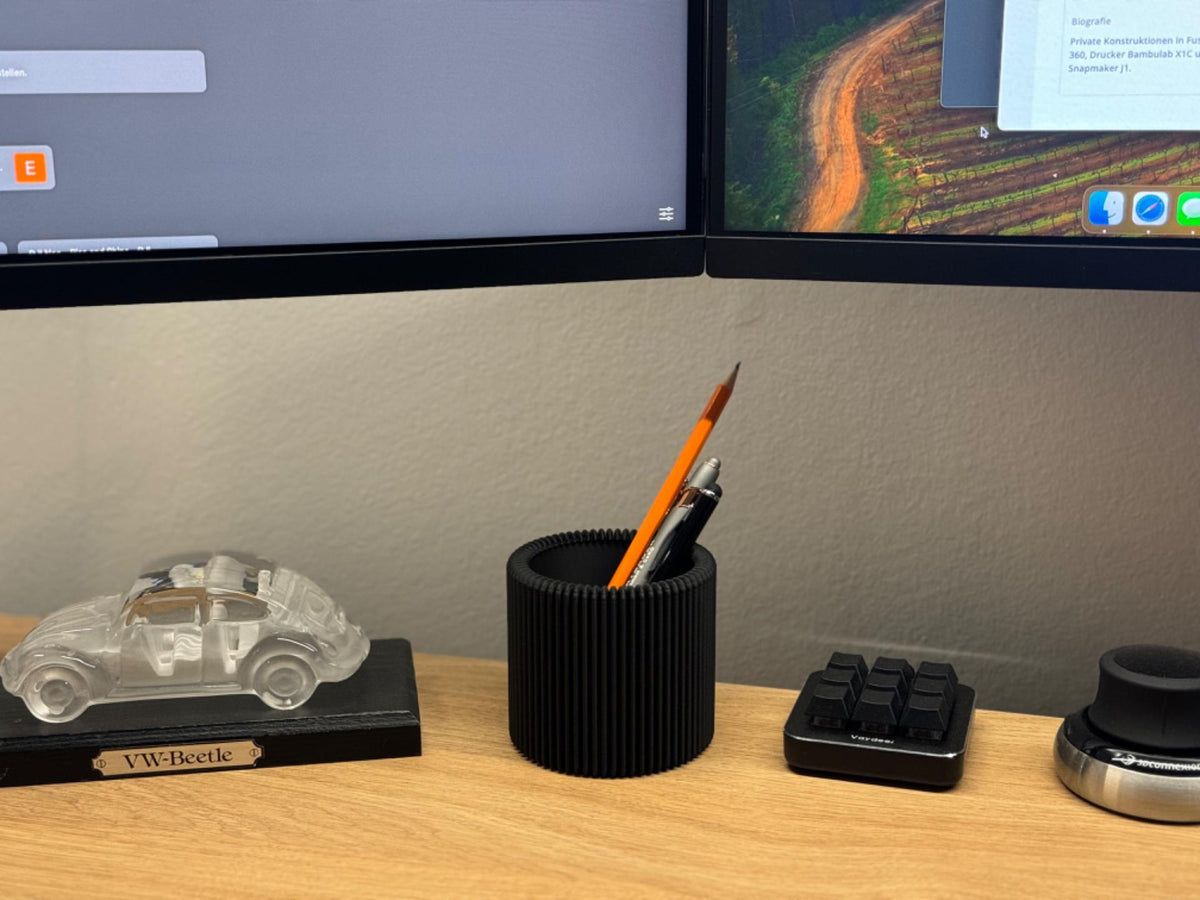 Ribbed Pencil Holder | Modern Desk Organizer Cup, 3D Printed Office Accessory