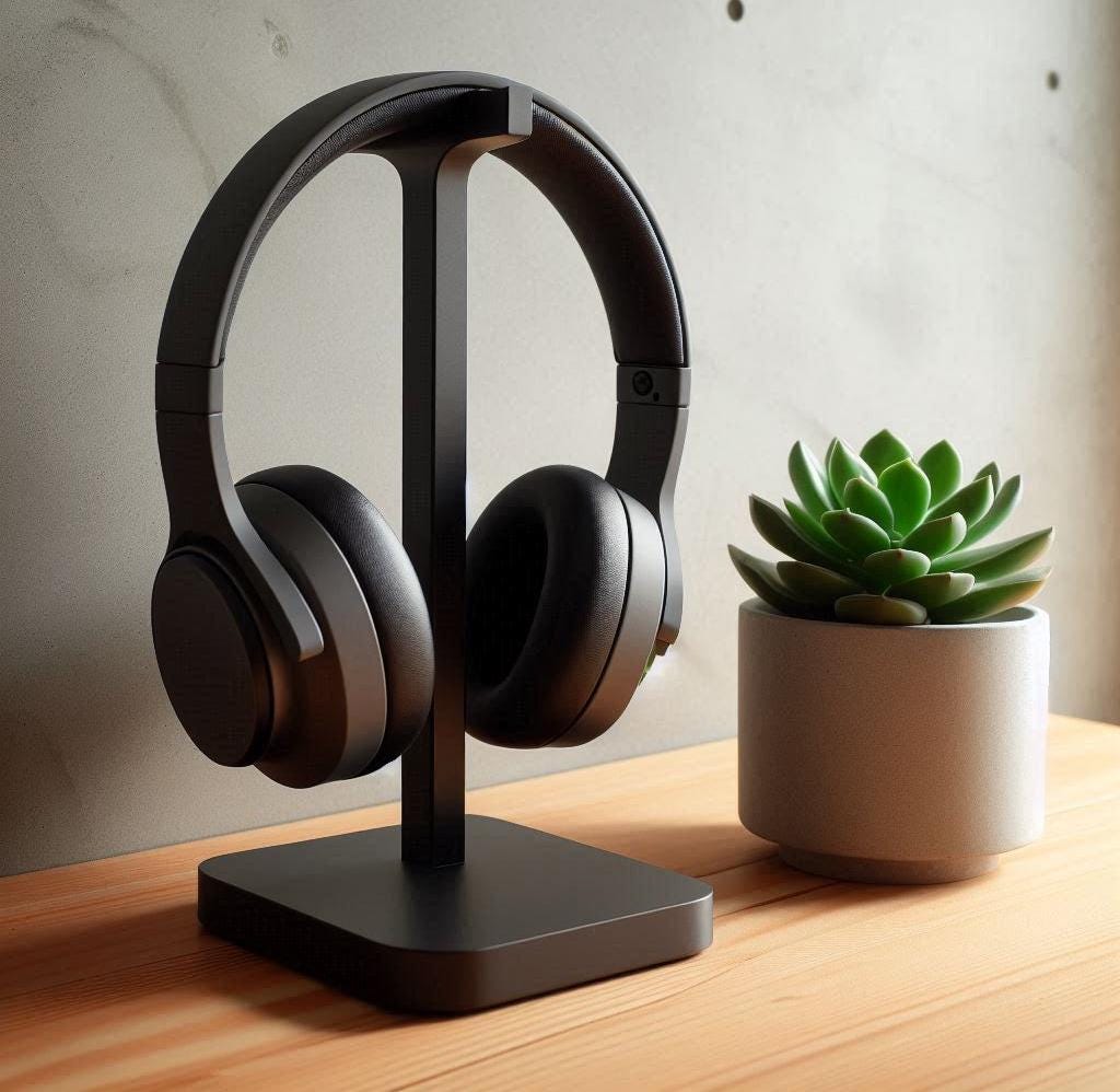 Modern Headphone Stand | Minimalist Desk Organizer | 3D Printed Headset Holder | Gaming Desk Accessories