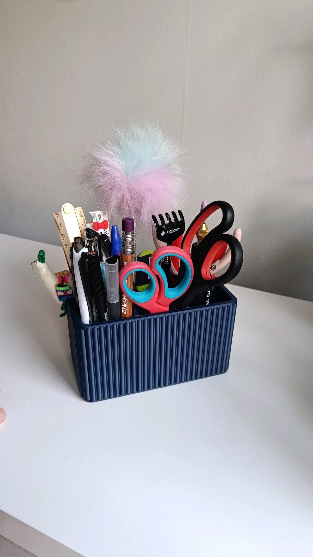 Ribbed Desk Organizer | Minimalist 3D Printed Pen Holder, Office Storage