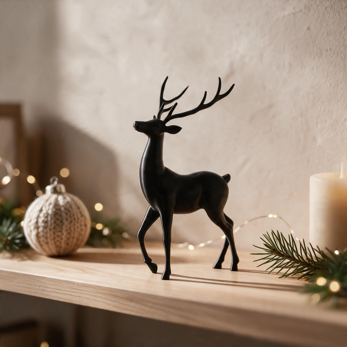Minimalist Reindeer Sculpture | Elegant 3D Printed Christmas Decor, Holiday Gift