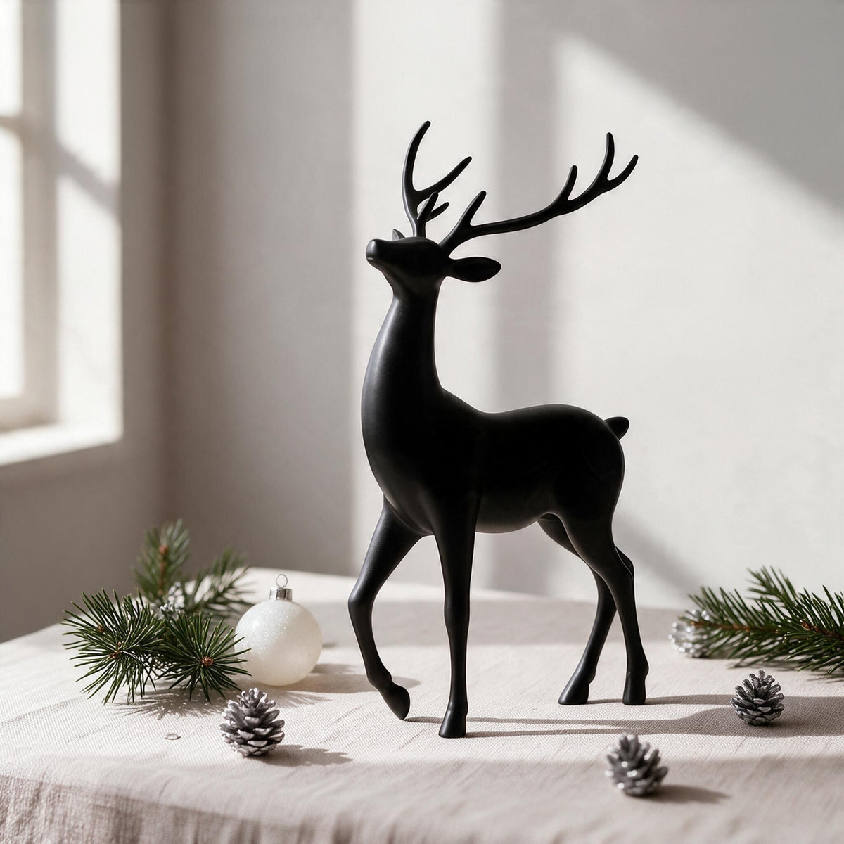 Minimalist Reindeer Sculpture | Elegant 3D Printed Christmas Decor, Holiday Gift
