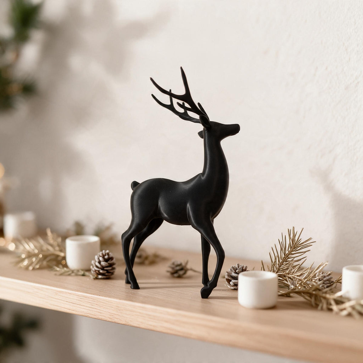 Minimalist Reindeer Sculpture | Elegant 3D Printed Christmas Decor, Holiday Gift