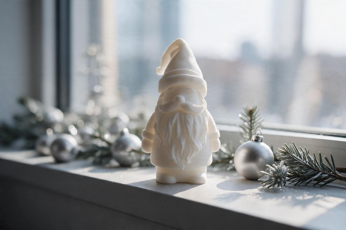 Minimalist Little Santa Figurine | Modern 3D Printed Christmas Gnome Decor, Holiday Gift