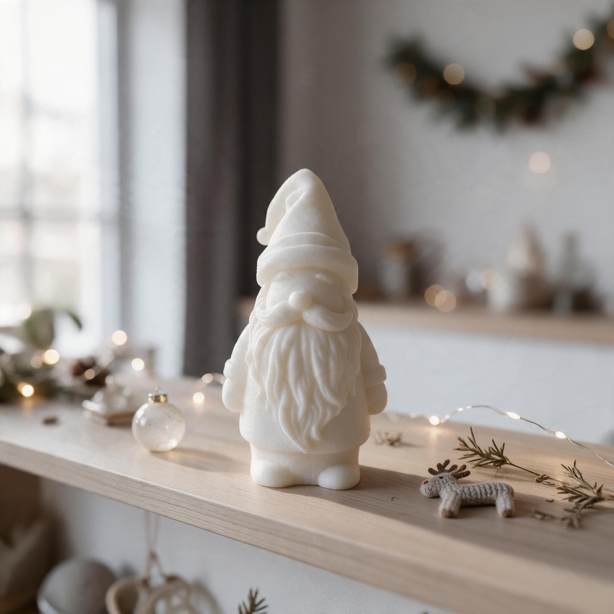 Minimalist Little Santa Figurine | Modern 3D Printed Christmas Gnome Decor, Holiday Gift
