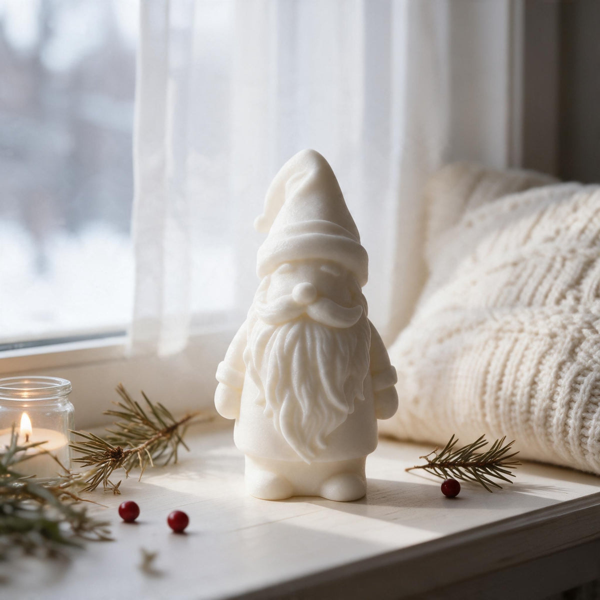 Minimalist Little Santa Figurine | Modern 3D Printed Christmas Gnome Decor, Holiday Gift