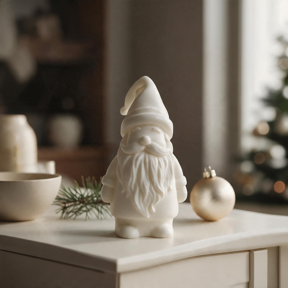 Minimalist Little Santa Figurine | Modern 3D Printed Christmas Gnome Decor, Holiday Gift