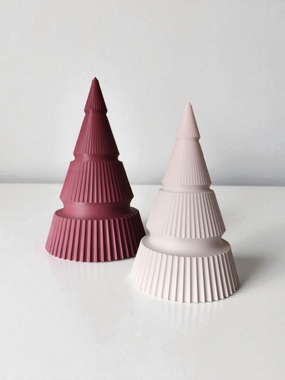 Ribbed Christmas Tree Duo | Modern 3D Printed Tree Set of 2, Holiday Decor Gift