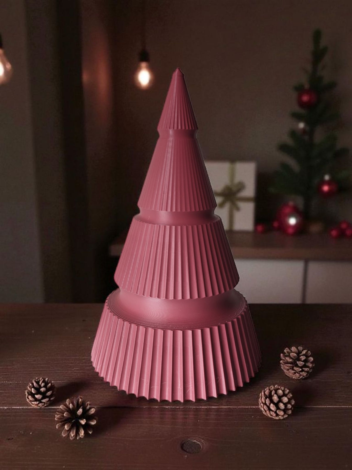 Ribbed Christmas Tree Duo | Modern 3D Printed Tree Set of 2, Holiday Decor Gift