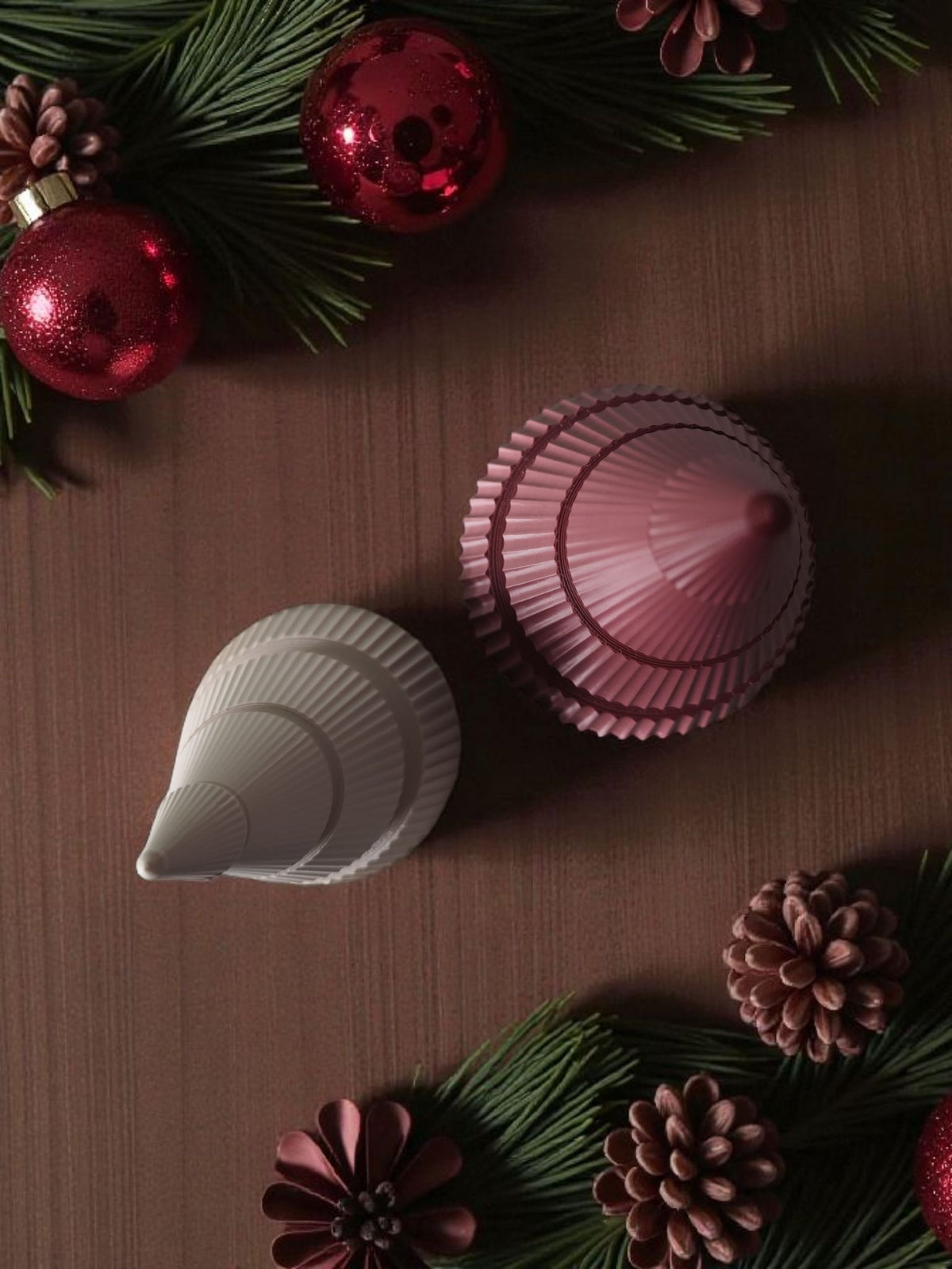 Ribbed Christmas Tree Duo | Modern 3D Printed Tree Set of 2, Holiday Decor Gift